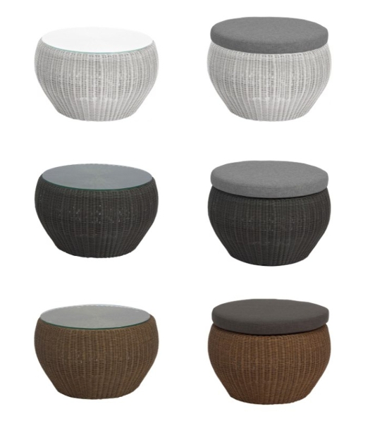 STERN® Hocker ANNY mit Glasplatte und Kissen Ø 54 cm