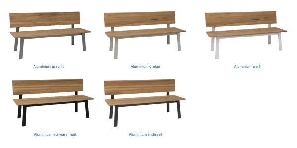 STERN® Bank SAM Aluminium mit Teak Sitz- und Rückenfläche