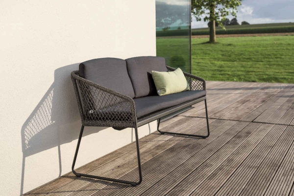STERN® Kufenbank 2-Sitzer ODEA in Kordel-Optik mit Kissen
