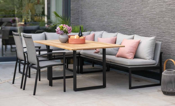 STERN® Kufentisch Aluminium mit Teak Tischplatte 180x100cm