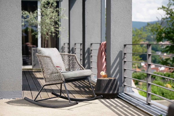 STERN® Schaukelsessel ODEA in Kordel-Optik mit Kissen