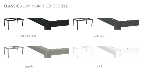 STERN® Aluminium Tischgestell CLASSIC 6 Größen 4 Farben