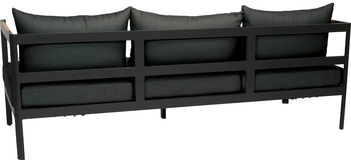STERN® Set VIGGO Lounge 3-Sitzer Sofa mit Fußbank schwarz/leinen/seidenschwarz