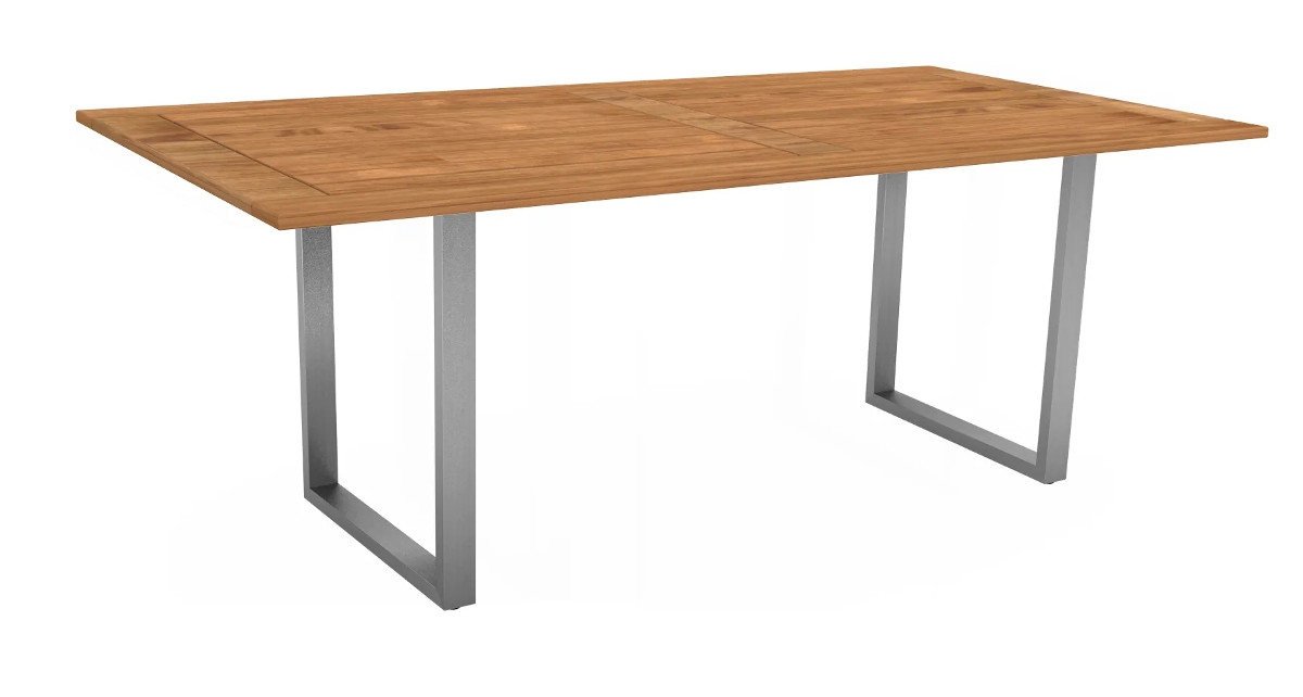 STERN® Kufentisch Edelstahl mit Teak Tischplatte 180x100cm