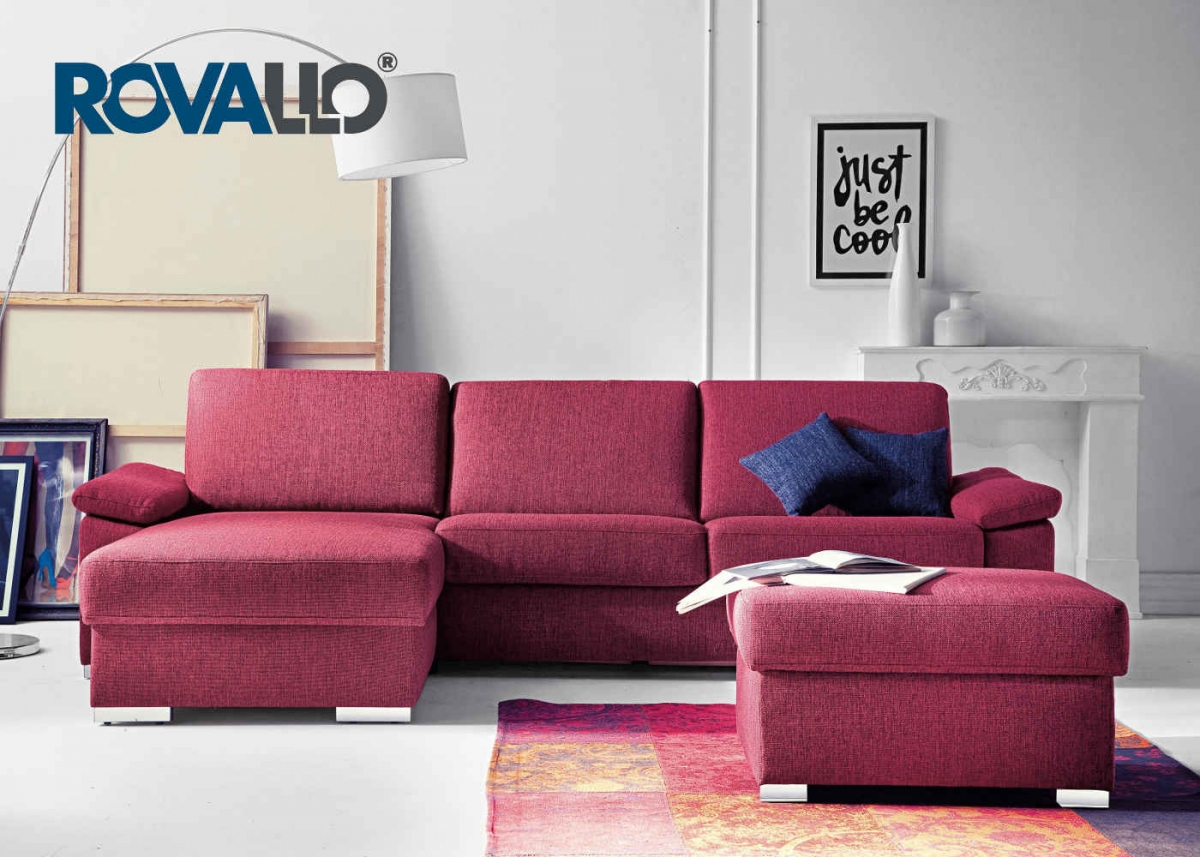 ROVALLO® Eck-Schlafsofa NOBILIS mit Ottomane