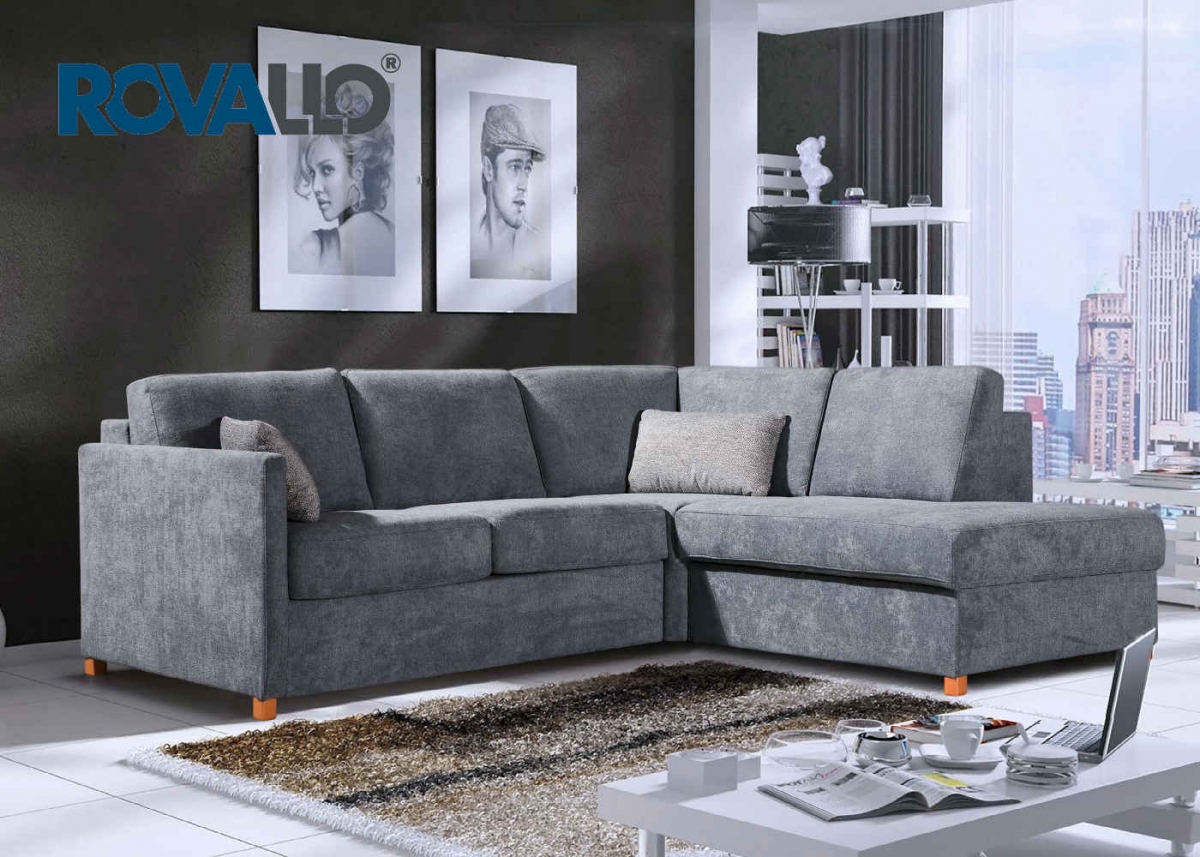 ROVALLO® Eck-Schlafsofa NOBILIS mit Spitzecke und Anbauelement