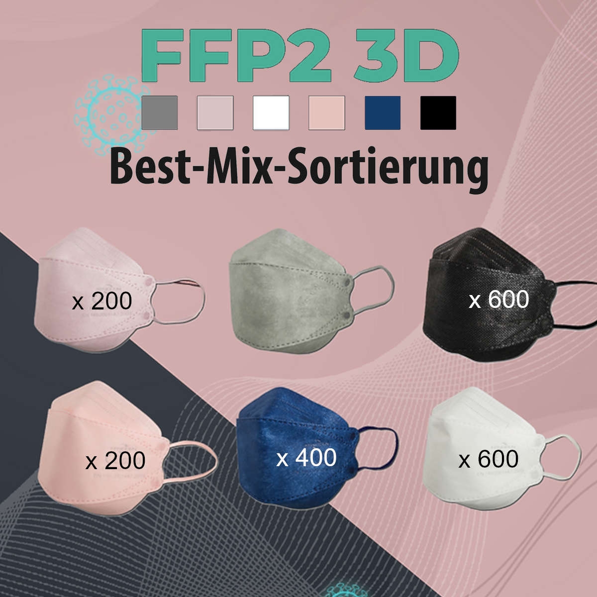 Hantermann Deutschland FFP2 3D Maske Best-Mix