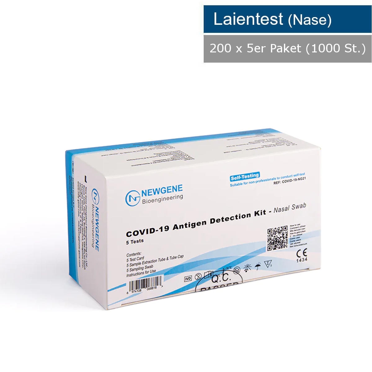 Newgene 5er Corona Antigen Schnelltest für Laien, VE1000 (200x5)