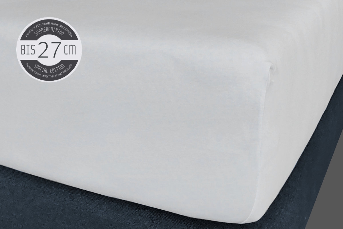 Interlock Jersey Spannbetttuch aus 100% Baumwolle, weiß