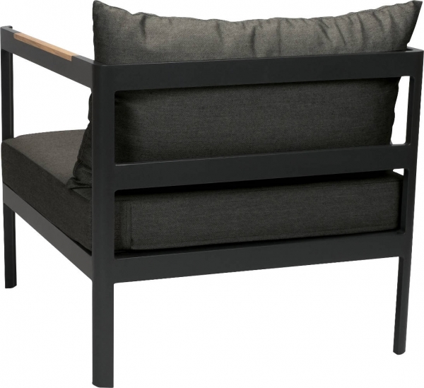 STERN® Sessel VIGGO Aluminium schwarz, Textilen leinen, Kissen seidenschwarz