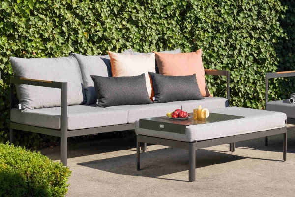 STERN® Set VIGGO Lounge 3-Sitzer Sofa mit Fußbank anthrazit/karbon/seidengrau