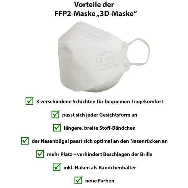 FFP2 3D Maske in 5 Farben, VE2.000 (200x10)