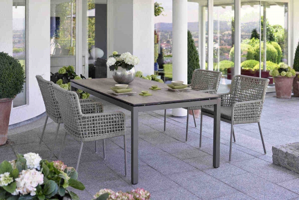 STERN® Terrassenstuhl GRETA Dining Sessel mit Armlehne & Kissen