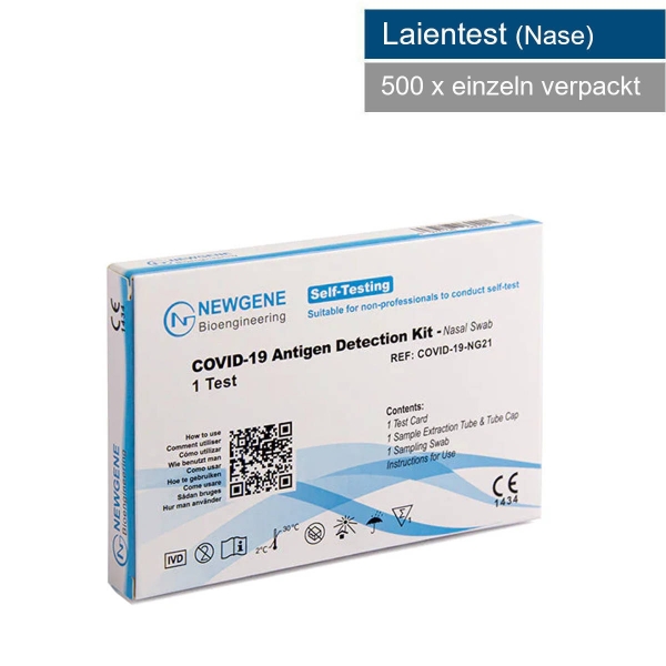 Newgene Corona Antigen Schnelltest für Laien, VE500 x 1er Box