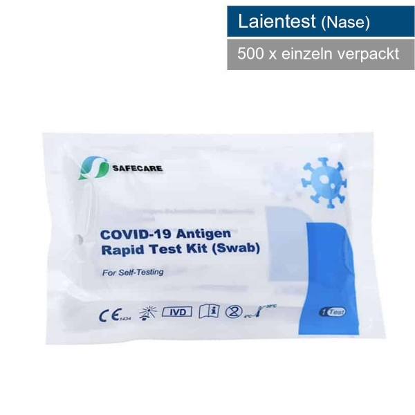 Safecare Corona Antigen Schnelltest für Laien, VE500 x 1er Bag